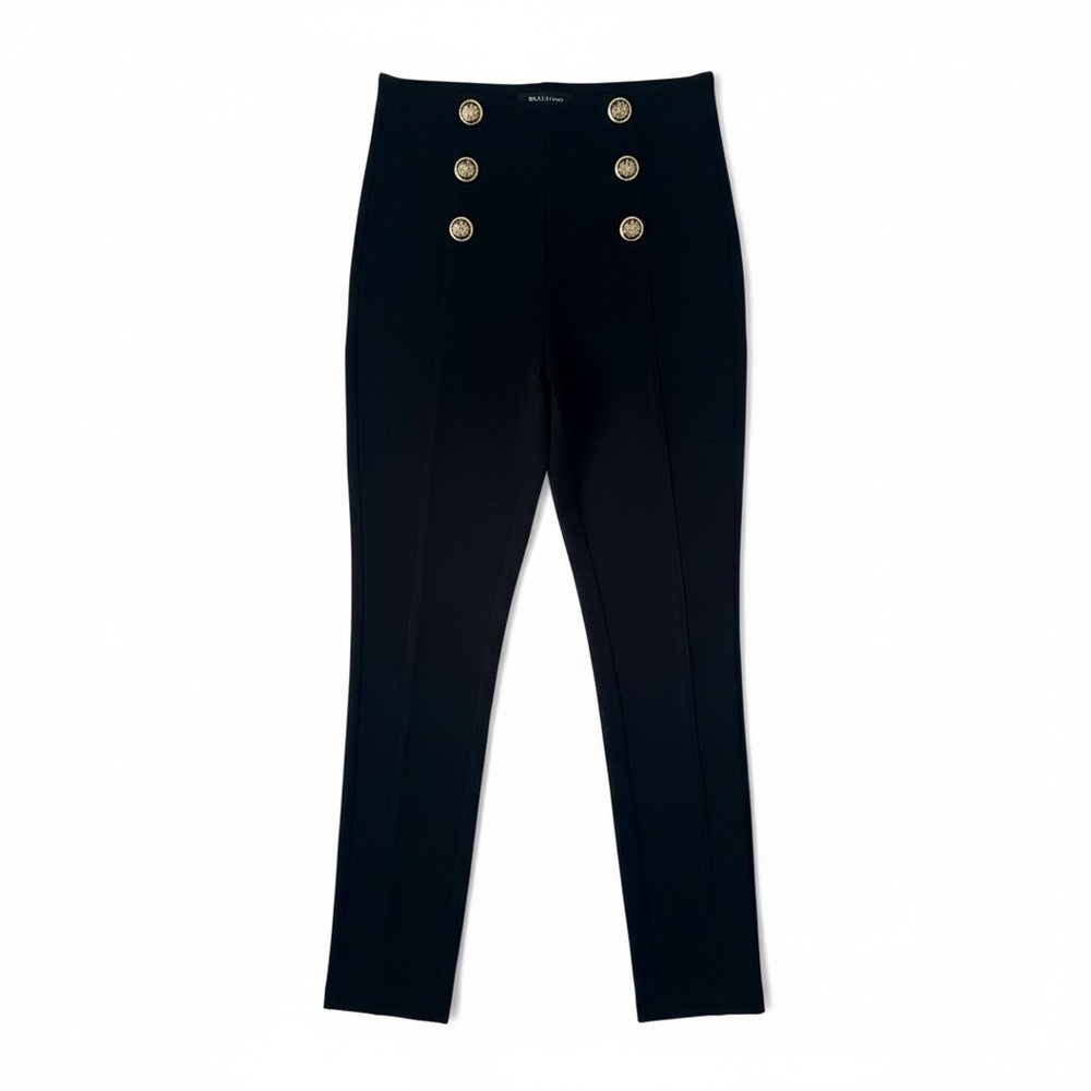 Zara Black Skinny Pants With Gold Buttons Size XS